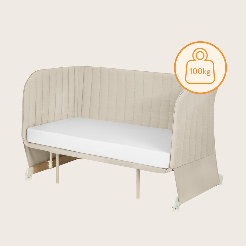 Patut co-sleeper, Lionelo, Thomi Plus, 5 in 1, Multifunctional, Sustine pana la 9 kg ca patut, 15 kg tarc de joaca, 100 kg canapea, Inaltime reglabila in 7 pozitii, De la nastere pana la 4 ani, Cu 2 saltele din spuma T25, 94x70x77-93,5 cm, Bej - gogobaby.ro