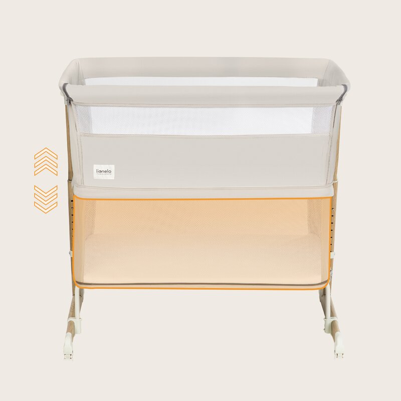 Patut co-sleeper, Lionelo, Thomi Plus, 5 in 1, Multifunctional, Sustine pana la 9 kg ca patut, 15 kg tarc de joaca, 100 kg canapea, Inaltime reglabila in 7 pozitii, De la nastere pana la 4 ani, Cu 2 saltele din spuma T25, 94x70x77-93,5 cm, Bej
