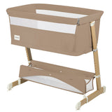 Patut co-sleeper, Lionelo, Thomi Plus, 5 in 1, Multifunctional, Sustine pana la 9 kg ca patut, 15 kg tarc de joaca, 100 kg canapea, Inaltime reglabila in 7 pozitii, De la nastere pana la 4 ani, Cu 2 saltele din spuma T25, 94x70x77-93,5 cm, Maro