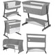 Patut co-sleeper, Lionelo, Thomi Plus, 5 in 1, Multifunctional, Sustine pana la 9 kg ca patut, 15 kg tarc de joaca, 100 kg canapea, Inaltime reglabila in 7 pozitii, De la nastere pana la 4 ani, Cu 2 saltele din spuma T25, 94x70x77-93,5 cm, Gri