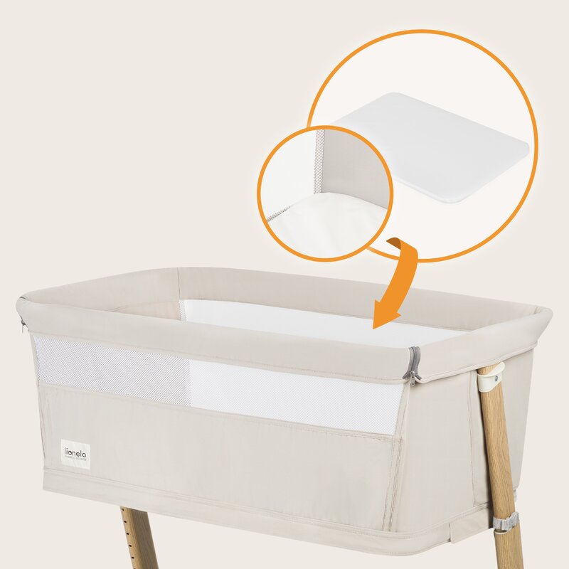 Patut co-sleeper, Lionelo, Thomi Plus, 5 in 1, Multifunctional, Sustine pana la 9 kg ca patut, 15 kg tarc de joaca, 100 kg canapea, Inaltime reglabila in 7 pozitii, De la nastere pana la 4 ani, Cu 2 saltele din spuma T25, 94x70x77-93,5 cm, Bej - gogobaby.ro