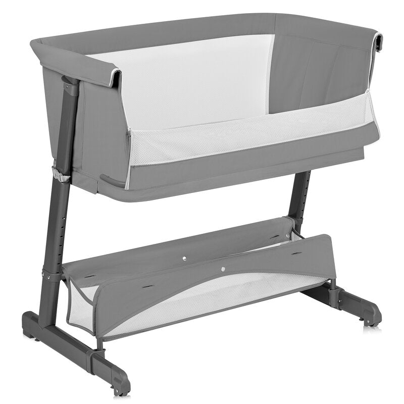 Patut co-sleeper, Lionelo, Thomi Plus, 5 in 1, Multifunctional, Sustine pana la 9 kg ca patut, 15 kg tarc de joaca, 100 kg canapea, Inaltime reglabila in 7 pozitii, De la nastere pana la 4 ani, Cu 2 saltele din spuma T25, 94x70x77-93,5 cm, Gri