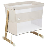 Patut co-sleeper, Lionelo, Thomi Plus, 5 in 1, Multifunctional, Sustine pana la 9 kg ca patut, 15 kg tarc de joaca, 100 kg canapea, Inaltime reglabila in 7 pozitii, De la nastere pana la 4 ani, Cu 2 saltele din spuma T25, 94x70x77-93,5 cm, Bej