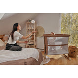 Patut co-sleeper, Lionelo, Thomi Plus, 5 in 1, Multifunctional, Sustine pana la 9 kg ca patut, 15 kg tarc de joaca, 100 kg canapea, Inaltime reglabila in 7 pozitii, De la nastere pana la 4 ani, Cu 2 saltele din spuma T25, 94x70x77-93,5 cm, Maro