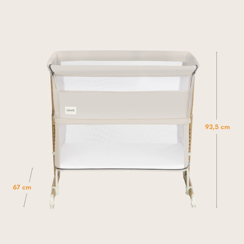 Patut co-sleeper, Lionelo, Thomi Plus, 5 in 1, Multifunctional, Sustine pana la 9 kg ca patut, 15 kg tarc de joaca, 100 kg canapea, Inaltime reglabila in 7 pozitii, De la nastere pana la 4 ani, Cu 2 saltele din spuma T25, 94x70x77-93,5 cm, Bej - gogobaby.ro