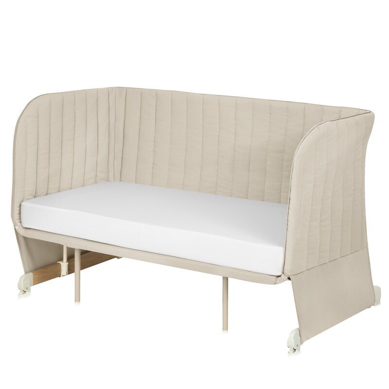 Patut co-sleeper, Lionelo, Thomi Plus, 5 in 1, Multifunctional, Sustine pana la 9 kg ca patut, 15 kg tarc de joaca, 100 kg canapea, Inaltime reglabila in 7 pozitii, De la nastere pana la 4 ani, Cu 2 saltele din spuma T25, 94x70x77-93,5 cm, Bej