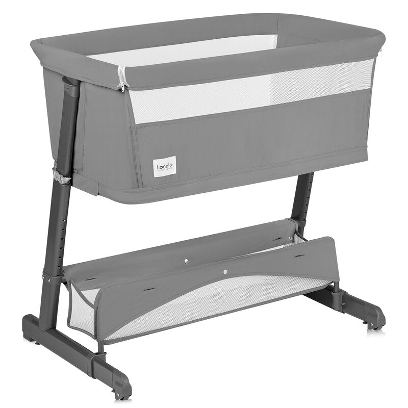 Patut co-sleeper, Lionelo, Thomi Plus, 5 in 1, Multifunctional, Sustine pana la 9 kg ca patut, 15 kg tarc de joaca, 100 kg canapea, Inaltime reglabila in 7 pozitii, De la nastere pana la 4 ani, Cu 2 saltele din spuma T25, 94x70x77-93,5 cm, Gri