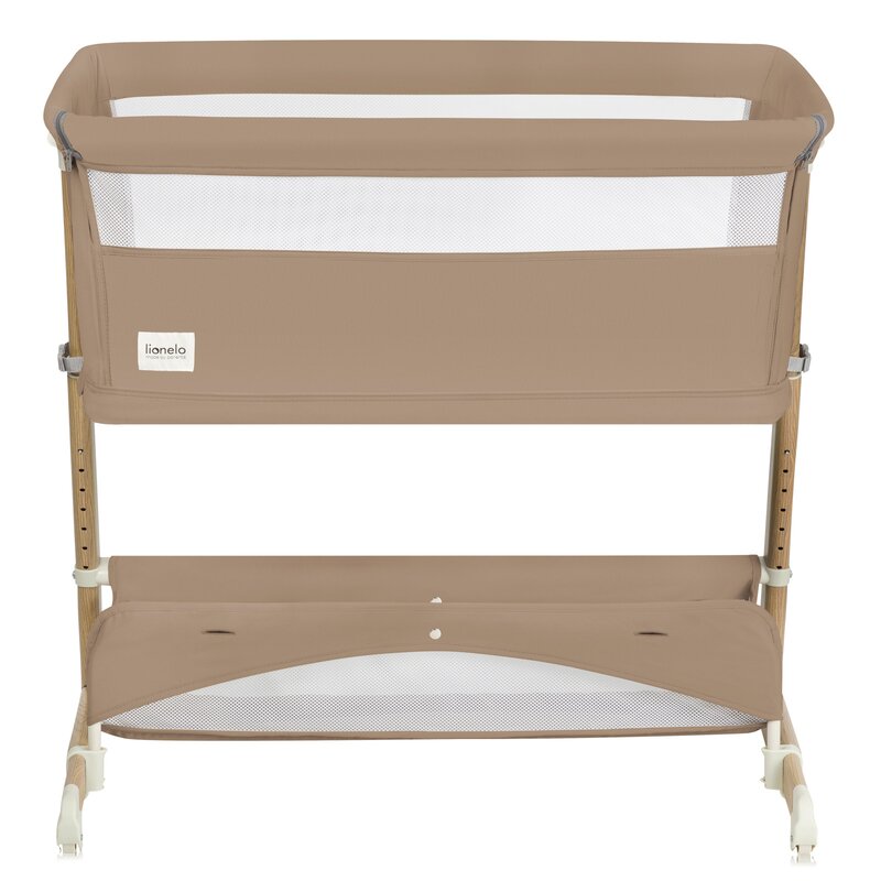 Patut co-sleeper, Lionelo, Thomi Plus, 5 in 1, Multifunctional, Sustine pana la 9 kg ca patut, 15 kg tarc de joaca, 100 kg canapea, Inaltime reglabila in 7 pozitii, De la nastere pana la 4 ani, Cu 2 saltele din spuma T25, 94x70x77-93,5 cm, Maro
