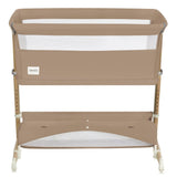 Patut co-sleeper, Lionelo, Thomi Plus, 5 in 1, Multifunctional, Sustine pana la 9 kg ca patut, 15 kg tarc de joaca, 100 kg canapea, Inaltime reglabila in 7 pozitii, De la nastere pana la 4 ani, Cu 2 saltele din spuma T25, 94x70x77-93,5 cm, Maro