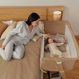 Patut co-sleeper, Lionelo, Thomi Plus, 5 in 1, Multifunctional, Sustine pana la 9 kg ca patut, 15 kg tarc de joaca, 100 kg canapea, Inaltime reglabila in 7 pozitii, De la nastere pana la 4 ani, Cu 2 saltele din spuma T25, 94x70x77-93,5 cm, Bej