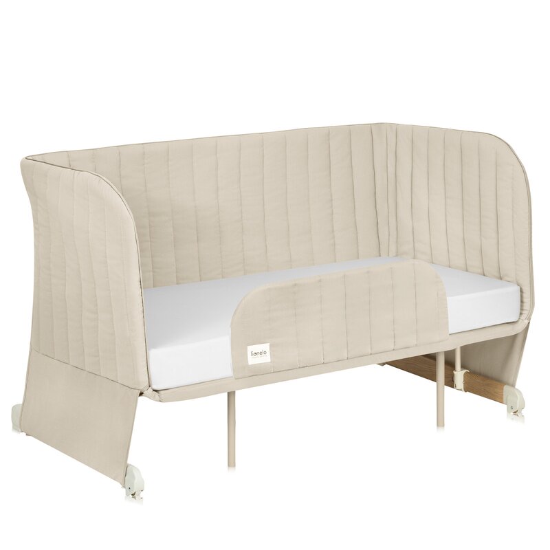 Patut co-sleeper, Lionelo, Thomi Plus, 5 in 1, Multifunctional, Sustine pana la 9 kg ca patut, 15 kg tarc de joaca, 100 kg canapea, Inaltime reglabila in 7 pozitii, De la nastere pana la 4 ani, Cu 2 saltele din spuma T25, 94x70x77-93,5 cm, Bej - gogobaby.ro