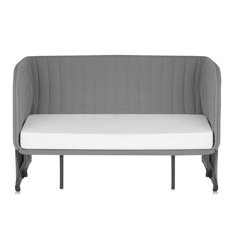 Patut co-sleeper, Lionelo, Thomi Plus, 5 in 1, Multifunctional, Sustine pana la 9 kg ca patut, 15 kg tarc de joaca, 100 kg canapea, Inaltime reglabila in 7 pozitii, De la nastere pana la 4 ani, Cu 2 saltele din spuma T25, 94x70x77-93,5 cm, Gri