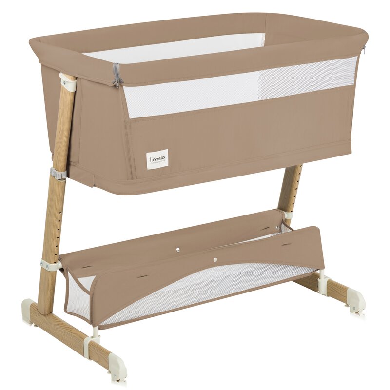Patut co-sleeper, Lionelo, Thomi Plus, 5 in 1, Multifunctional, Sustine pana la 9 kg ca patut, 15 kg tarc de joaca, 100 kg canapea, Inaltime reglabila in 7 pozitii, De la nastere pana la 4 ani, Cu 2 saltele din spuma T25, 94x70x77-93,5 cm, Maro