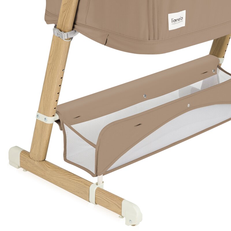 Patut co-sleeper, Lionelo, Thomi Plus, 5 in 1, Multifunctional, Sustine pana la 9 kg ca patut, 15 kg tarc de joaca, 100 kg canapea, Inaltime reglabila in 7 pozitii, De la nastere pana la 4 ani, Cu 2 saltele din spuma T25, 94x70x77-93,5 cm, Maro