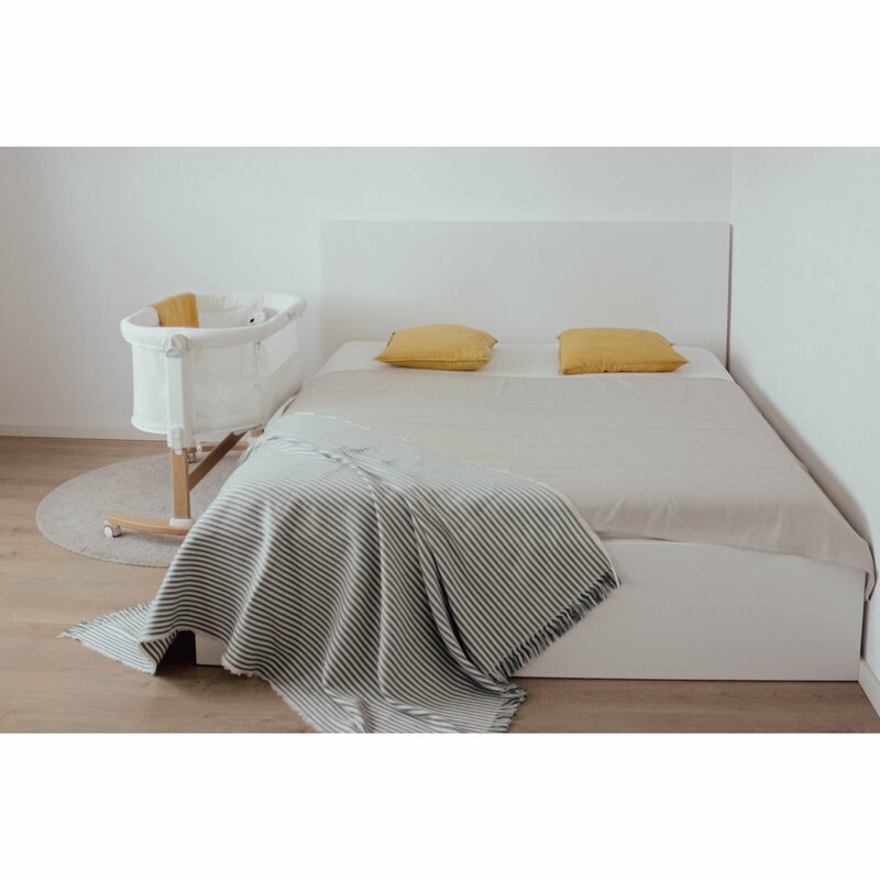 Patut co-sleeper, Petite&Mars, Glory, 2 in 1, Cu leganare, Cu ajustare pe inaltime in 5 pozitii, Cu saltea, Pliabil, Geanta de transport inclusa,0 luni+, Greutate suportata: 9 kg, Bej