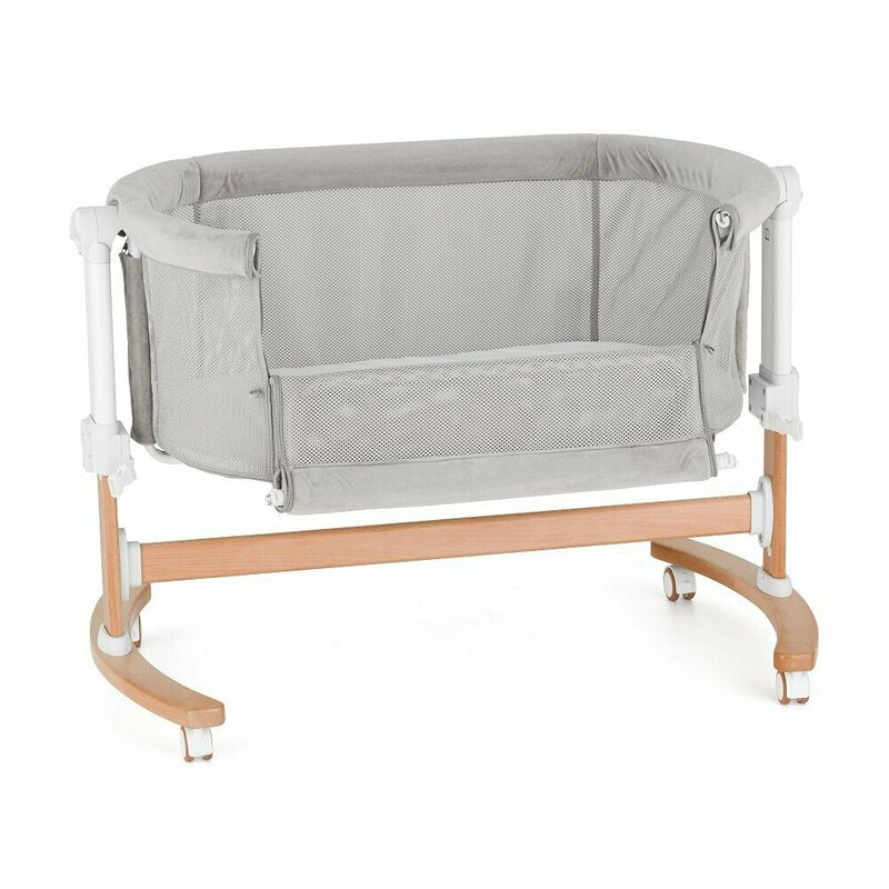 Patut co-sleeper, Petite&Mars, Glory, 2 in 1, Cu leganare, Cu ajustare pe inaltime in 5 pozitii, Cu saltea, Pliabil, Geanta de transport inclusa,0 luni+, Greutate suportata: 9 kg, Bej