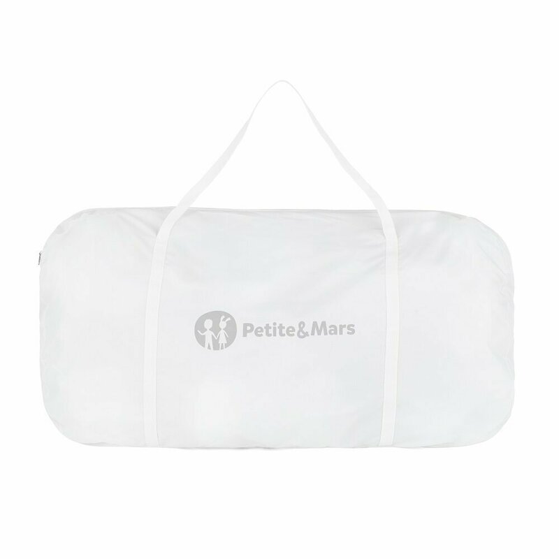 Patut co-sleeper, Petite&Mars, Glory, 2 in 1, Cu leganare, Cu ajustare pe inaltime in 5 pozitii, Cu saltea, Pliabil, Geanta de transport inclusa,0 luni+, Greutate suportata: 9 kg, Bej