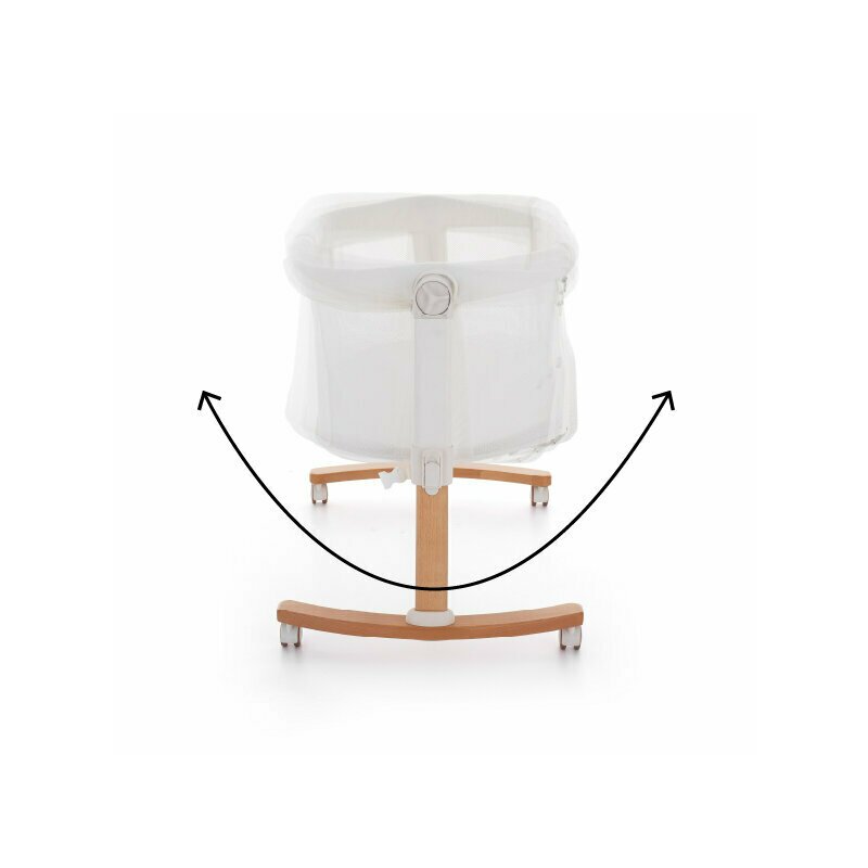 Patut co-sleeper, Petite&Mars, Glory, 2 in 1, Cu leganare, Cu ajustare pe inaltime in 5 pozitii, Cu saltea, Pliabil, Geanta de transport inclusa,0 luni+, Greutate suportata: 9 kg, Bej