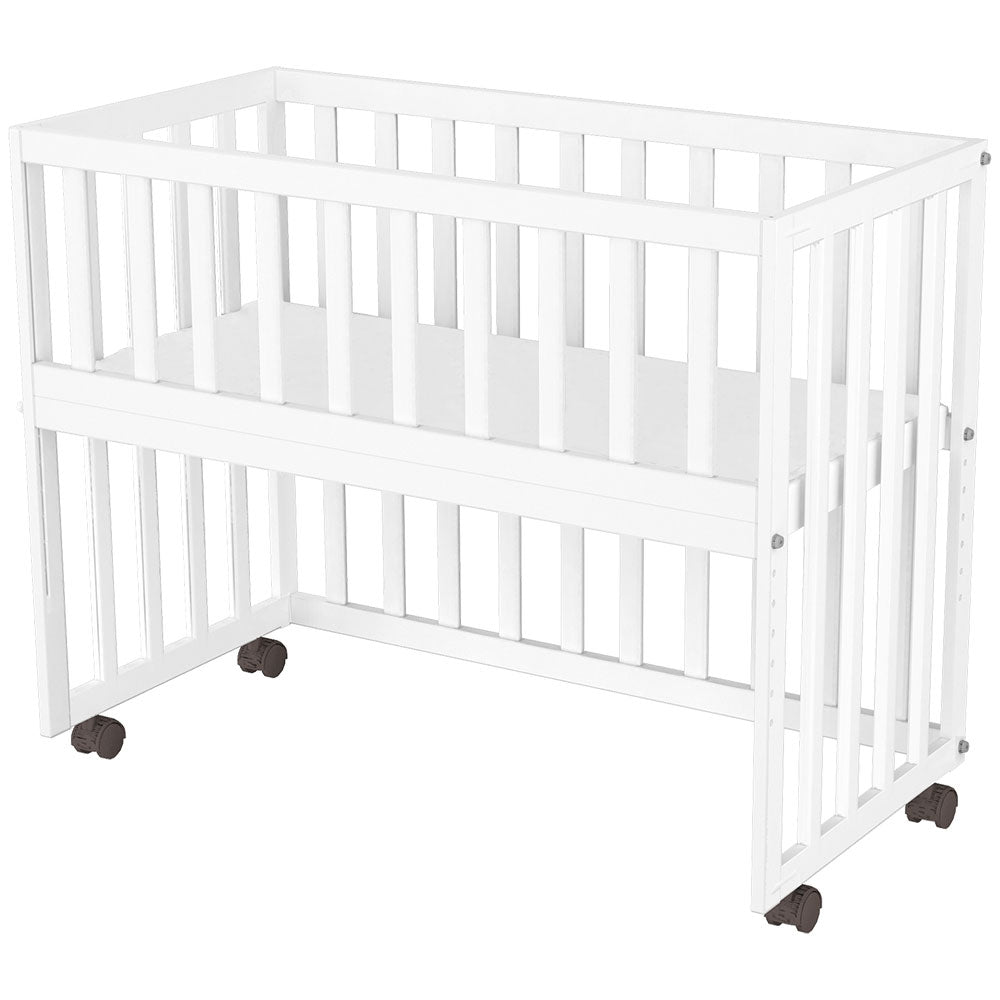Patut copii din lemn co-sleeper Hubners Matei 94x46 cm alb - gogobaby.ro