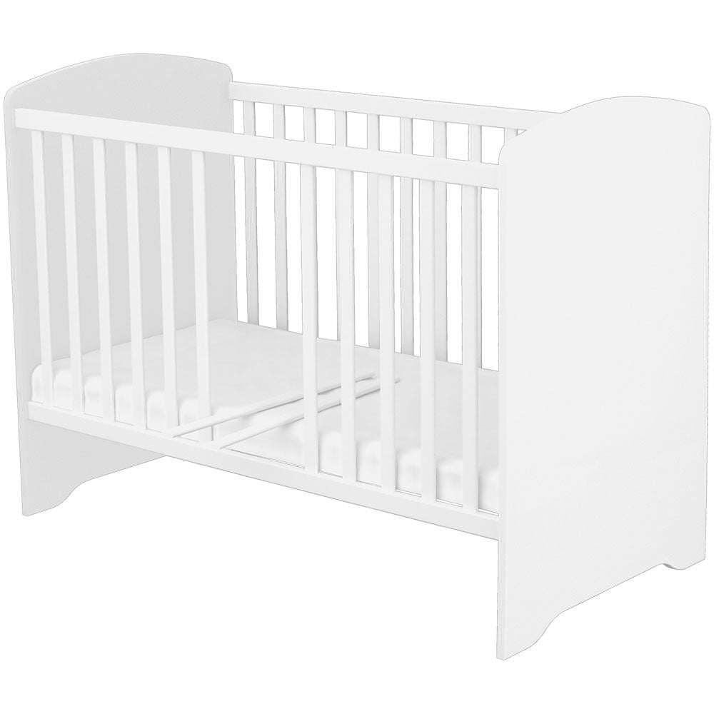 Patut copii din lemn cu sertar Hubners Matei 120x60 cm alb cu stelute - gogobaby.ro