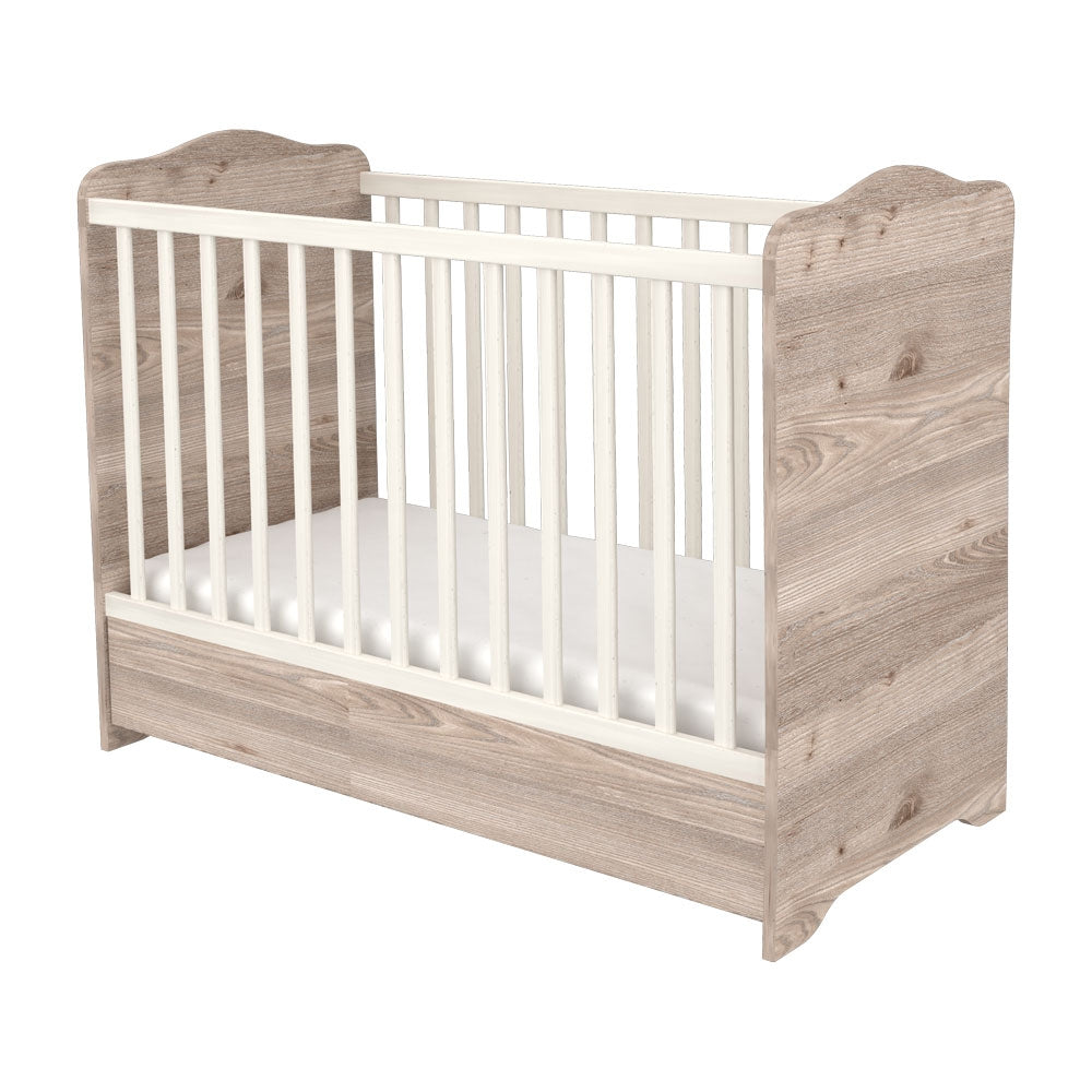 Patut copii din lemn cu sertar Hubners Sofia 120x60 cm crem nisip - gogobaby.ro