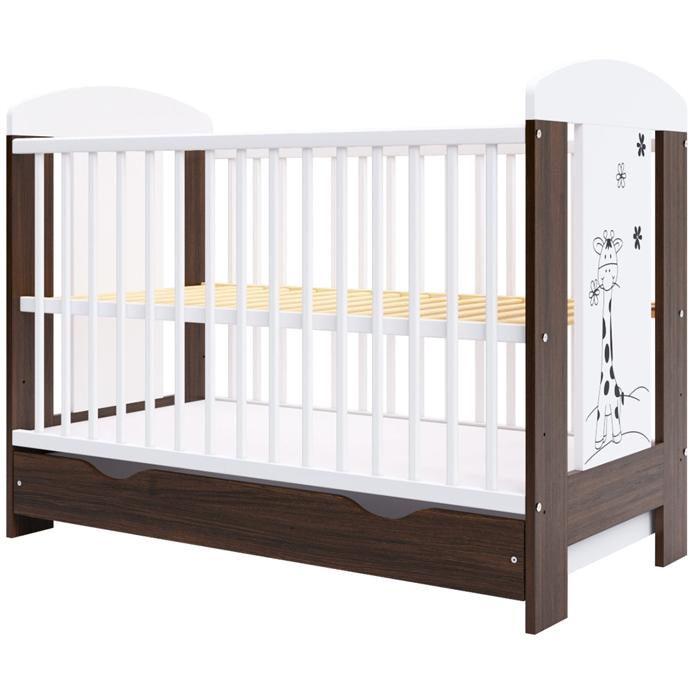 Patut copii din lemn Hubners Calisto Girafa 120x60 cm maro cu sertar - gogobaby.ro