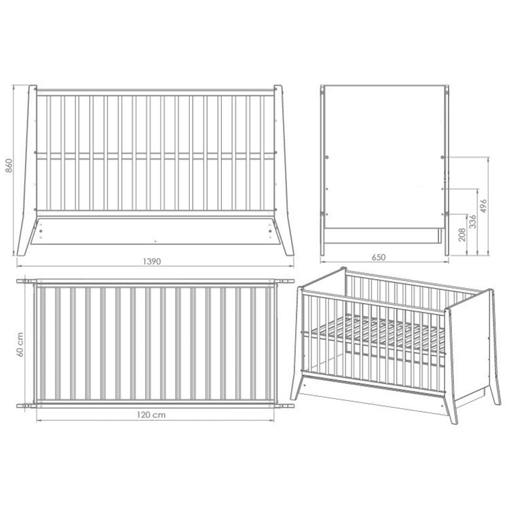 Patut copii din lemn Hubners Cosmo 120x60 cm alb cu sertar - gogobaby.ro