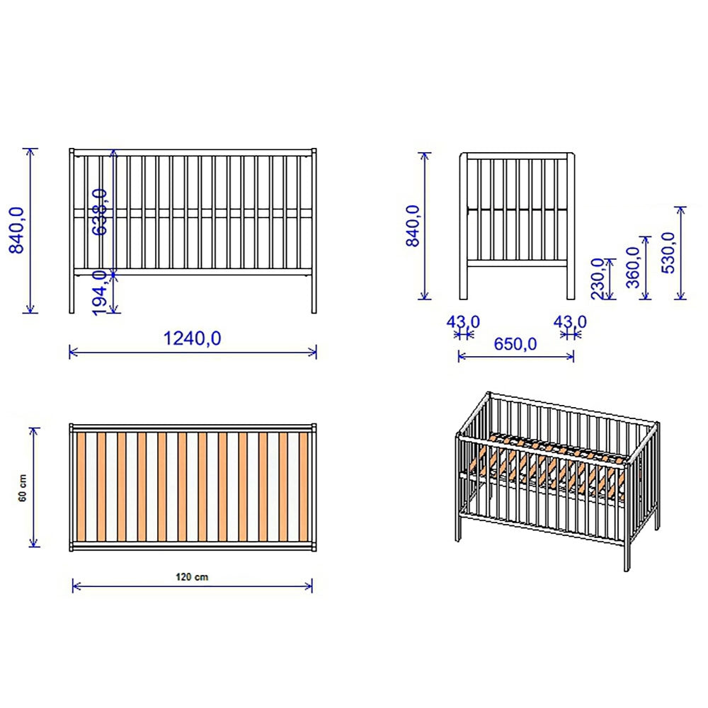 Patut copii din lemn Hubners Dominic 120x60 cm natur - gogobaby.ro