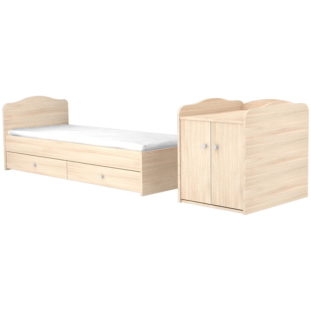 Patut copii transformabil din lemn cu 2 sertare Hubners Eva Maxi Kombi 120x70 cm natur - gogobaby.ro