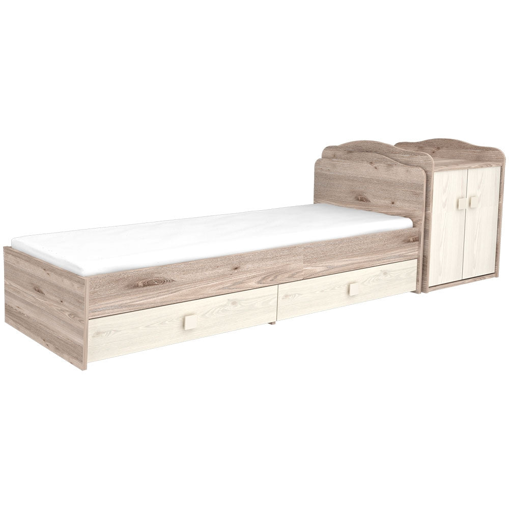 Patut copii transformabil din lemn cu 2 sertare Hubners Sofia Maxi Kombi 120x70 cm crem nisip - gogobaby.ro