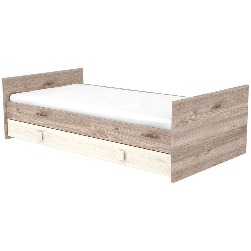 Patut copii transformabil din lemn cu sertar Hubners Sofia 140x70 cm crem nisip - gogobaby.ro