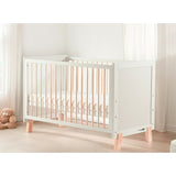 Patut din lemn bebe, 120x60 cm, Transformabil, Cu bariera de siguranta, Din lemn de pin si mdf, Stabil si rezistent, White, FreeON, Ava