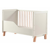 Patut din lemn bebe, 120x60 cm, Transformabil, Cu bariera de siguranta, Din lemn de pin si mdf, Stabil si rezistent, White, FreeON, Ava