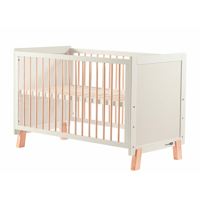 Patut din lemn bebe, 120x60 cm, Transformabil, Cu bariera de siguranta, Din lemn de pin si mdf, Stabil si rezistent, White, FreeON, Ava - gogobaby.ro