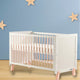 Patut din lemn bebe, 120x60 cm, Transformabil, Cu bariera de siguranta, Din lemn de pin si mdf, Stabil si rezistent, White, FreeON, Ava