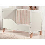 Patut din lemn bebe, 120x60 cm, Transformabil, Cu bariera de siguranta, Din lemn de pin si mdf, Stabil si rezistent, White, FreeON, Ava