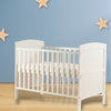 Patut din lemn bebe, 120x60 cm, Transformabil pentru bebe si junior, Din lemn de pin si mdf, Cu sina speciala pentru dentitie, Stabil si rezistent, White, FreeON, Lory - gogobaby.ro
