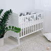 Patut din lemn bebe, 120x60 cm, Transformabil pentru bebe si junior, Din lemn de pin si mdf, Cu sina speciala pentru dentitie, Stabil si rezistent, White, FreeON, Lory - gogobaby.ro