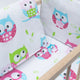 Patut din lemn pentru papusi, Baby Mix, Cu sistem de leganare, Cu saltea, pernuta si paturica, Owl