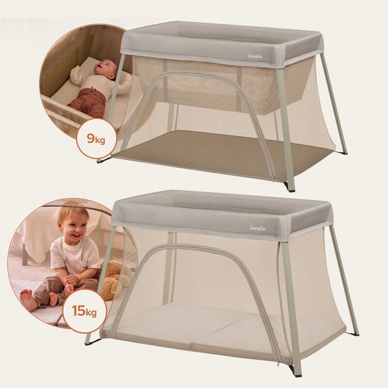 Patut multifunctional, Lionelo, Alice, 3 in 1, Material rezistent Oxford 300D, Cu iesire laterala, 0 luni+, 104×70×74 cm, Bej