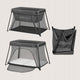 Patut multifunctional, Lionelo, Alice, 3 in 1, 2 trepte de inaltime pentru saltea, Pliabil, Material rezistent Oxford 300D, Cu iesire laterala, Geanta de transport, Pana 15 kg, 0 luni+, 104×70×74 cm, Gri