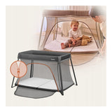 Patut multifunctional, Lionelo, Alice, 3 in 1, 2 trepte de inaltime pentru saltea, Pliabil, Material rezistent Oxford 300D, Cu iesire laterala, Geanta de transport, Pana 15 kg, 0 luni+, 104×70×74 cm, Gri