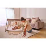 Patut multifunctional, Lionelo, Alice, 3 in 1, Material rezistent Oxford 300D, Cu iesire laterala, 0 luni+, 104×70×74 cm, Bej