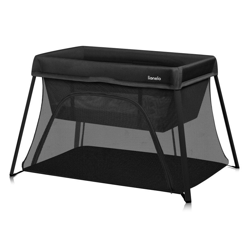 Patut multifunctional, Lionelo, Alice, 3 in 1, 2 trepte de inaltime pentru saltea, Pliabil, Material rezistent Oxford 300D, Cu iesire laterala, Geanta de transport, Pana 15 kg, 0 luni+, 104×70×74 cm, Negru - gogobaby.ro