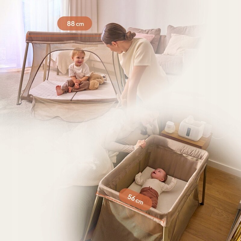Patut multifunctional, Lionelo, Alice, 3 in 1, Material rezistent Oxford 300D, Cu iesire laterala, 0 luni+, 104×70×74 cm, Bej