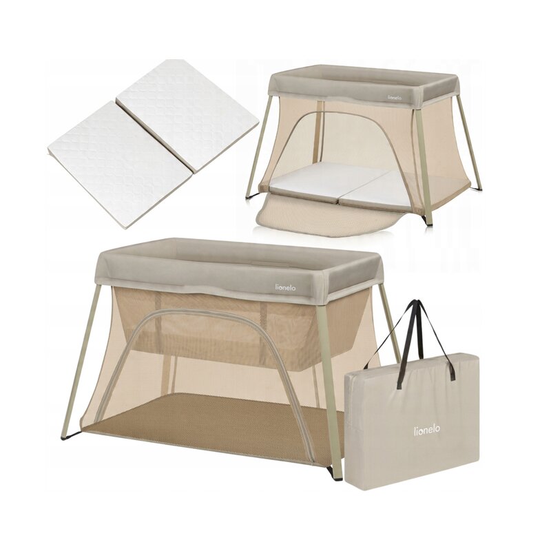 Patut multifunctional, Lionelo, Alice, 3 in 1, Material rezistent Oxford 300D, Cu iesire laterala, 0 luni+, 104×70×74 cm, Bej