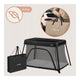 Patut multifunctional, Lionelo, Alice, 3 in 1, 2 trepte de inaltime pentru saltea, Pliabil, Material rezistent Oxford 300D, Cu iesire laterala, Geanta de transport, Pana 15 kg, 0 luni+, 104×70×74 cm, Negru