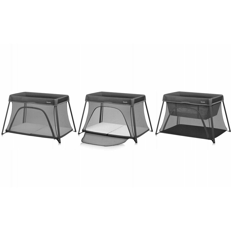 Patut multifunctional, Lionelo, Alice, 3 in 1, 2 trepte de inaltime pentru saltea, Pliabil, Material rezistent Oxford 300D, Cu iesire laterala, Geanta de transport, Pana 15 kg, 0 luni+, 104×70×74 cm, Gri - gogobaby.ro