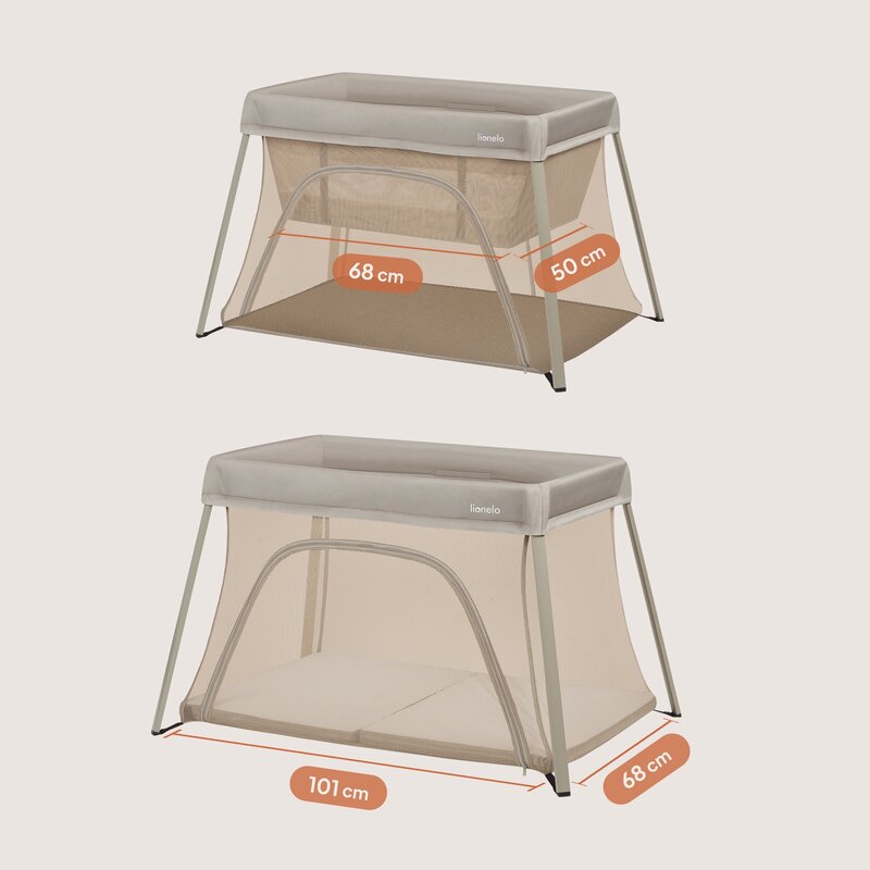 Patut multifunctional, Lionelo, Alice, 3 in 1, Material rezistent Oxford 300D, Cu iesire laterala, 0 luni+, 104×70×74 cm, Bej
