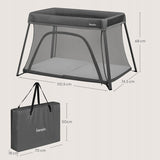 Patut multifunctional, Lionelo, Alice, 3 in 1, 2 trepte de inaltime pentru saltea, Pliabil, Material rezistent Oxford 300D, Cu iesire laterala, Geanta de transport, Pana 15 kg, 0 luni+, 104×70×74 cm, Gri